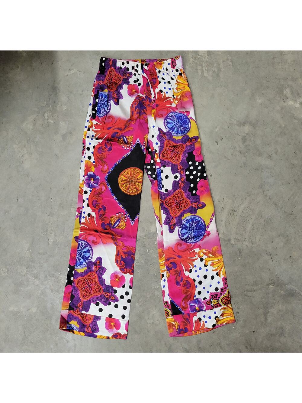 The Kooples Paris Silk Wide Leg Pants Womens Size 1 Bold Floral Print